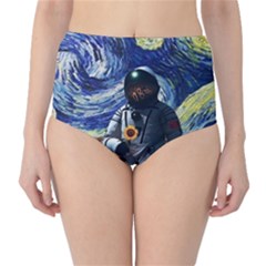 Starry Surreal Psychedelic Astronaut Space Classic High-waist Bikini Bottoms by Pakjumat