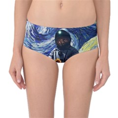 Starry Surreal Psychedelic Astronaut Space Mid-waist Bikini Bottoms by Pakjumat