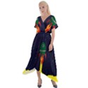 Rocket Halftone Astrology Astronaut Cross Front Sharkbite Hem Maxi Dress View1