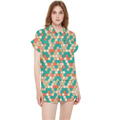 Multicolored Honeycomb Colorful Abstract Geometry Chiffon Lounge Set by Pakjumat