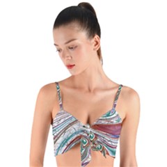 Abstract Background Ornamental Woven Tie Front Bralet by Pakjumat