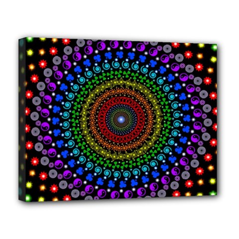 3d Psychedelic Shape Circle Dots Color Canvas 14  X 11  (stretched) by Modalart