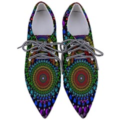3d Psychedelic Shape Circle Dots Color Pointed Oxford Shoes by Modalart