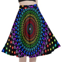 3d Psychedelic Shape Circle Dots Color A-line Full Circle Midi Skirt With Pocket by Modalart