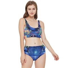 Psychedelic Mushrooms Psicodelia Dream Blue Frilly Bikini Set by Modalart