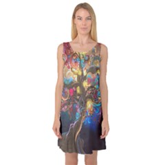 Psychedelic Tree Abstract Psicodelia Sleeveless Satin Nightdress by Modalart