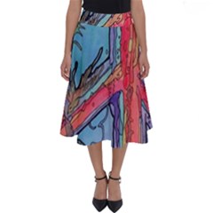 Hippie Peace Sign Psychedelic Trippy Perfect Length Midi Skirt by Modalart