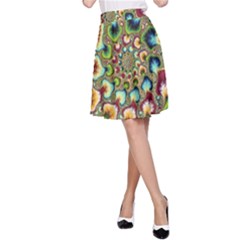 Colorful Psychedelic Fractal Trippy A-line Skirt by Modalart