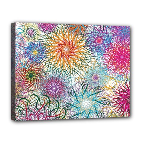 Psychedelic Flowers Yellow Abstract Psicodelia Canvas 14  X 11  (stretched) by Modalart