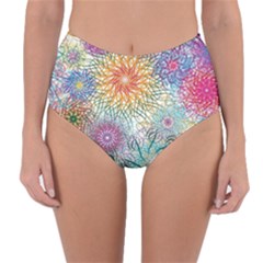 Psychedelic Flowers Yellow Abstract Psicodelia Reversible High-waist Bikini Bottoms by Modalart