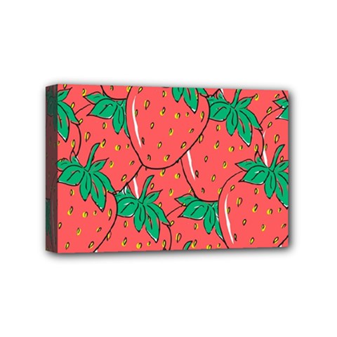 Texture Sweet Strawberry Dessert Food Summer Pattern Mini Canvas 6  X 4  (stretched) by Sarkoni