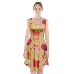 Fast Junk Food  Pizza Burger Cool Soda Pattern Racerback Midi Dress by Sarkoni