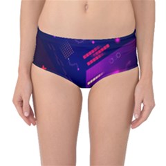 Vector Design Gamming Sytle Retro Art Pattern Mid-waist Bikini Bottoms by Sarkoni