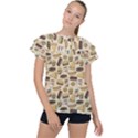 Junk Food Hipster Pattern Ruffle Collar Chiffon Blouse View1