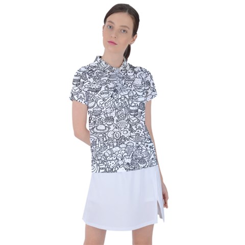 Food Doodle Pattern Women s Polo T-shirt by Sarkoni