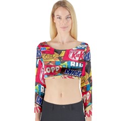 Pop Art Food Cute Patterns Long Sleeve Crop Top by Sarkoni