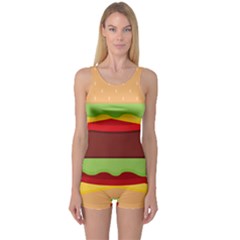 Cake Cute Burger One Piece Boyleg Swimsuit by Dutashop