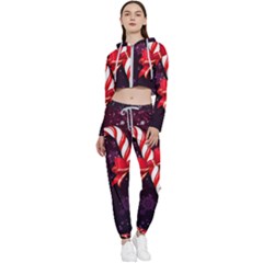 Christmas Lollipop Bowknot Celebrations Cropped Zip Up Lounge Set by Sarkoni
