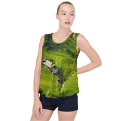 Apartment Curve Path Step Bubble Hem Chiffon Tank Top by Sarkoni