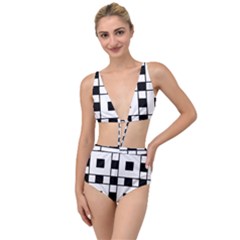 Black And White Pattern Tied Up Two Piece Swimsuit by Amaryn4rt