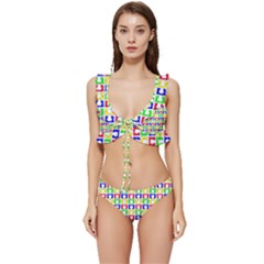 Colorful Seamless Pattern Low Cut Ruffle Edge Bikini Set by Amaryn4rt