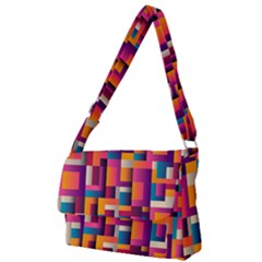 Abstract Background Geometry Blocks Full Print Messenger Bag (l) by Amaryn4rt