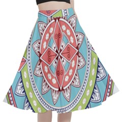 Drawing Mandala Art A-line Full Circle Midi Skirt With Pocket by Amaryn4rt