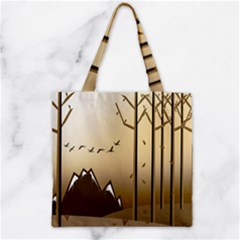 Landscape Trees Wallpaper Mountains Zipper Grocery Tote Bag by Sarkoni