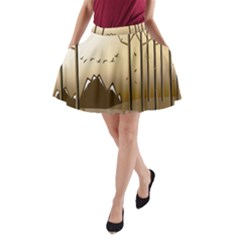 Landscape Trees Wallpaper Mountains A-line Pocket Skirt by Sarkoni