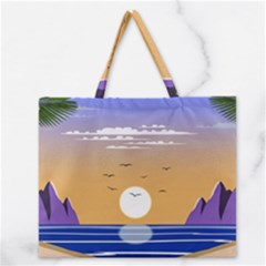Vector Graphic Clipart Mountains Zipper Large Tote Bag by Sarkoni