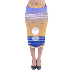 Vector Graphic Clipart Mountains Velvet Midi Pencil Skirt by Sarkoni