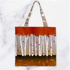 Birch Trees Fall Autumn Leaves Zipper Grocery Tote Bag by Sarkoni