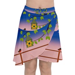 Vector Graphic Illustration Wallpaper Chiffon Wrap Front Skirt by Sarkoni