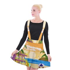 Vector Graphic Clipart Beach House Suspender Skater Skirt by Sarkoni