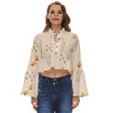 Spring Art Floral Pattern Design Boho Long Bell Sleeve Top View1