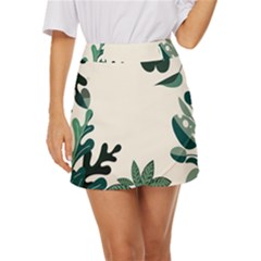 Leaves Plants Foliage Border Mini Front Wrap Skirt by Sarkoni