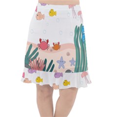 Cartoon Marine Life Marine Drawing Fishtail Chiffon Skirt by Sarkoni