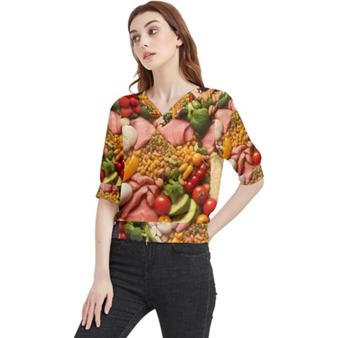 Fruit Snack Diet Bio Food Healthy Quarter Sleeve Blouse by Sarkoni