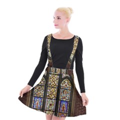 Stained Glass Window Old Antique Suspender Skater Skirt by Sarkoni