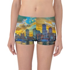 Boston Skyline Cityscape River Boyleg Bikini Bottoms by Sarkoni