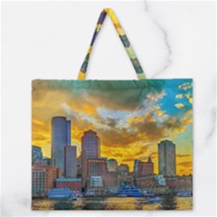 Boston Skyline Cityscape River Zipper Large Tote Bag by Sarkoni
