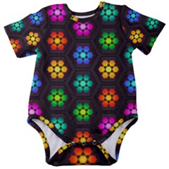 Pattern Background Colorful Design Baby Short Sleeve Bodysuit by Amaryn4rt
