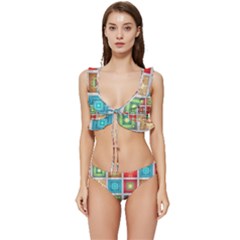 Tiles Pattern Background Colorful Low Cut Ruffle Edge Bikini Set by Amaryn4rt