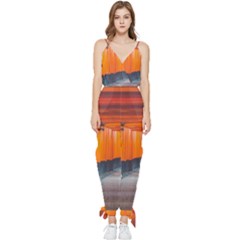 Architecture Art Bright Color Sleeveless Tie Ankle Chiffon Jumpsuit by Amaryn4rt