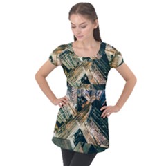 Architecture Buildings City Puff Sleeve Tunic Top by Amaryn4rt