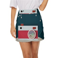 Camera Vector Illustration Mini Front Wrap Skirt by Amaryn4rt