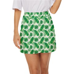 Tropical Leaf Pattern Mini Front Wrap Skirt by Dutashop