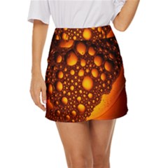 Bubbles Abstract Art Gold Golden Mini Front Wrap Skirt by Dutashop