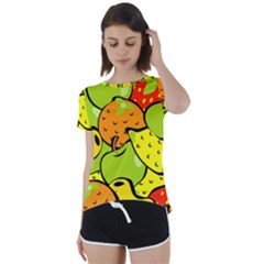 Fruit Food Wallpaper Short Sleeve Open Back T-shirt by Dutashop