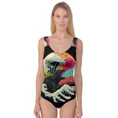 Retro Wave Kaiju Godzilla Japanese Pop Art Style Princess Tank Leotard  by Modalart